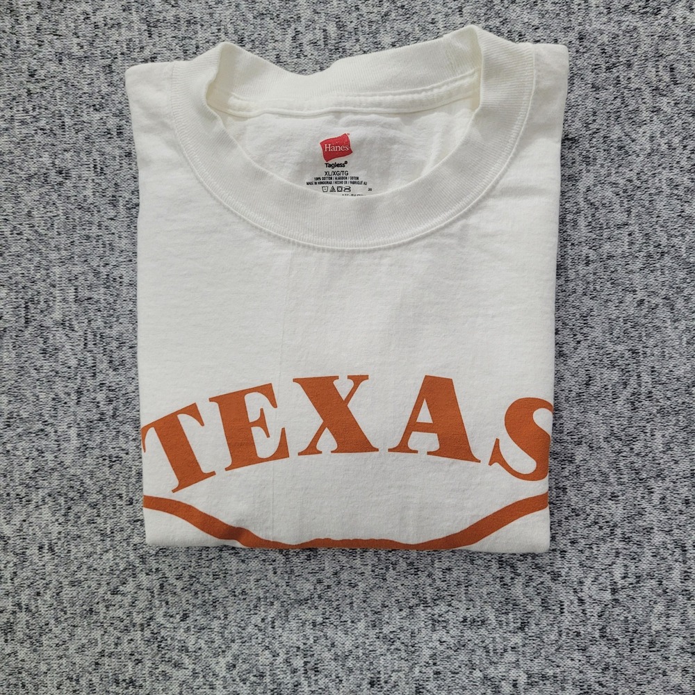 Hanes Texas Longhorns Graphic T Shirt Mens XL White Cotton Coca Cola Zero‎